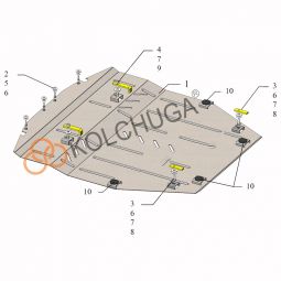 Kolchuga Защита двигателя, КПП и радиатора на Nissan X-Trail (T32) III '17- (ZiPoFlex-оцинковка)