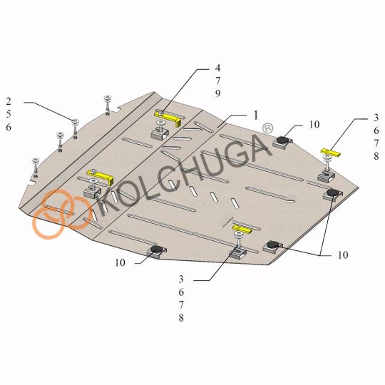 Kolchuga Защита двигателя, КПП и радиатора на Nissan X-Trail (T32) III '17- Kolchuga Защита двигателя, КПП и радиатора на Nissan X-Trail (T32) III '17-