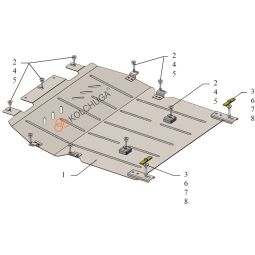 Kolchuga Защита двигателя и КПП на Opel Grandland X '17- (ZiPoFlex-оцинковка)