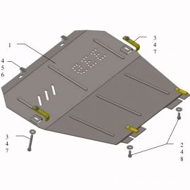 Kolchuga Защита двигателя, КПП и радиатора на Opel Astra H '04-10 (ZiPoFlex-оцинковка)