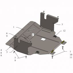Kolchuga Защита двигателя, КПП и радиатора на Opel Vivaro I '01-14 (V-2,5D) (ZiPoFlex-оцинковка)