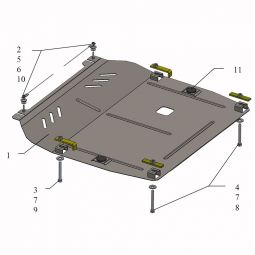 Kolchuga Защита двигателя, КПП и радиатора на Opel Zafira C '11- (ZiPoFlex-оцинковка)