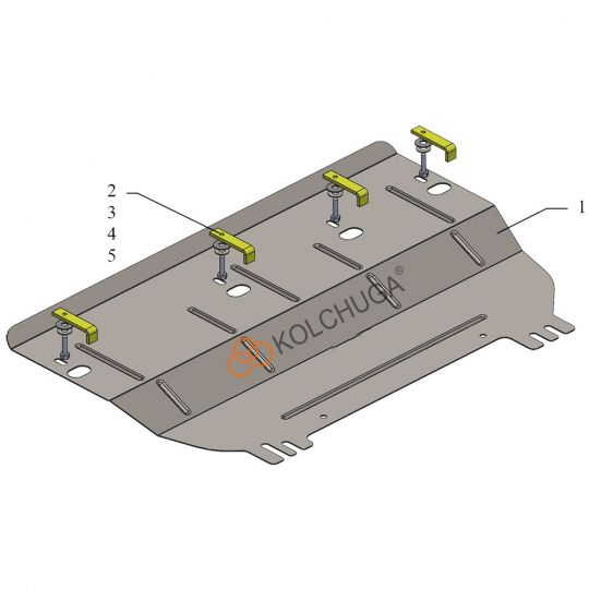 Kolchuga Защита двигателя, КПП и радиатора на Peugeot 207 '06- (ZiPoFlex-оцинковка)