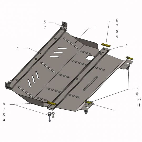 Kolchuga Защита двигателя, КПП и радиатора на Peugeot 208 '12- Kolchuga Защита двигателя, КПП и радиатора на Peugeot 208 '12-