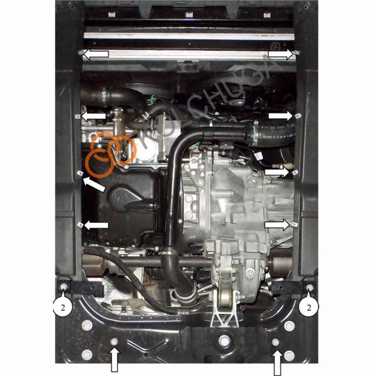 Kolchuga Защита двигателя, КПП и радиатора на Peugeot Boxer II '14- (V-2,2HDI) (ZiPoFlex-оцинковка)