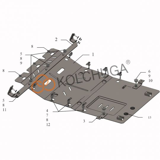 Kolchuga Защита двигателя, КПП и радиатора на Peugeot Boxer II '14- (V-2,2HDI) (ZiPoFlex-оцинковка)