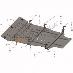 Kolchuga Защита двигателя, КПП и радиатора на Porsche Cayenne I '07-10