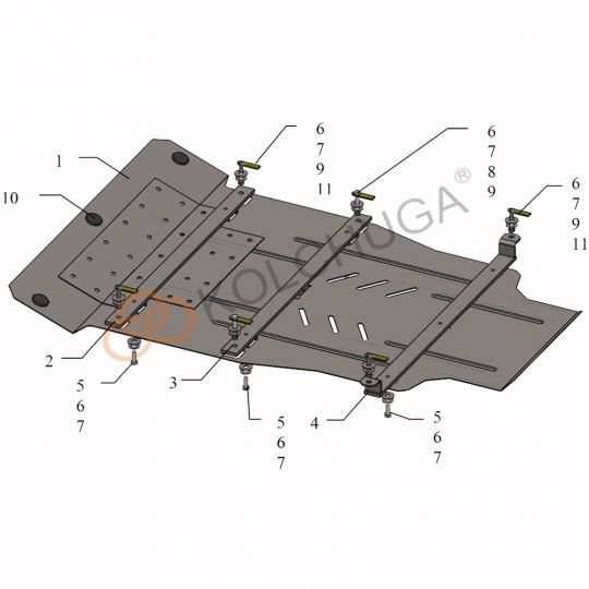 Kolchuga Защита двигателя, КПП и радиатора на Porsche Cayenne I '07-10