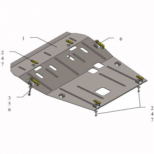 Kolchuga Защита двигателя, КПП и радиатора на Renault Dokker '12- Kolchuga Защита двигателя, КПП и радиатора на Renault Dokker '12-