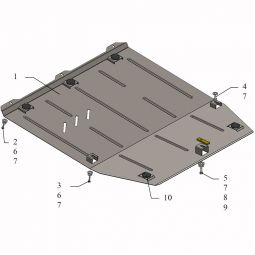 Kolchuga Защита двигателя, КПП и радиатора на Renault Laguna III '11- (ZiPoFlex-оцинковка)