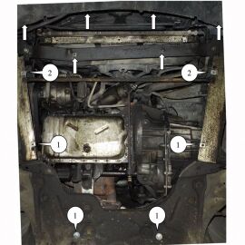 Kolchuga Защита двигателя, КПП и радиатора на Renault Vel Satis '01-09 (ZiPoFlex-оцинковка)