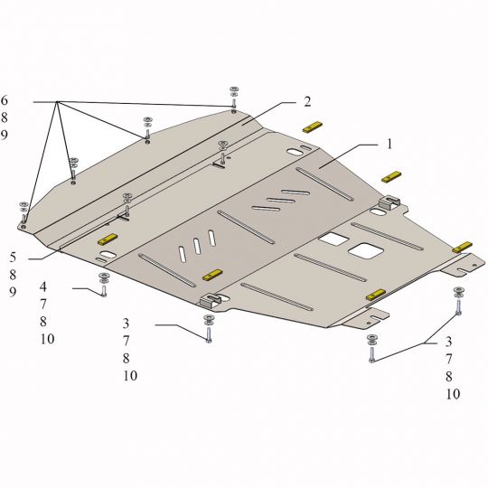 Kolchuga Защита двигателя, КПП и радиатора на Renault Vel Satis '01-09 Kolchuga Защита двигателя, КПП и радиатора на Renault Vel Satis '01-09