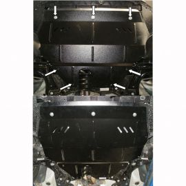Kolchuga Защита двигателя, КПП и радиатора на Skoda Fabia II '07- (V-1,2TDI) (ZiPoFlex-оцинковка)