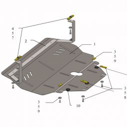 Kolchuga Защита двигателя, КПП и радиатора на Skoda Fabia II '07- (V-1,2TDI)
