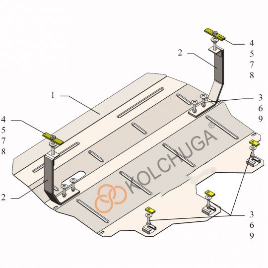 Kolchuga Защита двигателя, КПП и радиатора на Skoda Rapid '12- (кроме авто СНГ) Kolchuga Защита двигателя, КПП и радиатора на Skoda Rapid '12- (кроме авто СНГ)