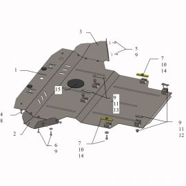 Kolchuga Защита двигателя, КПП и радиатора на Skoda Superb I '01-08 (ZiPoFlex-оцинковка)
