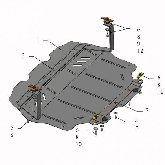 Kolchuga Защита двигателя, КПП и радиатора на Skoda Superb II '08- Kolchuga Защита двигателя, КПП и радиатора на Skoda Superb II '08-