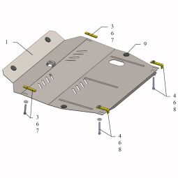 Kolchuga Защита двигателя, КПП и радиатора на Ssang Yong Korando III '10- (АКПП)