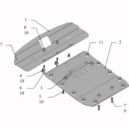 Kolchuga Защита двигателя, КПП и радиатора на Ssang Yong Rodius I '04-13
