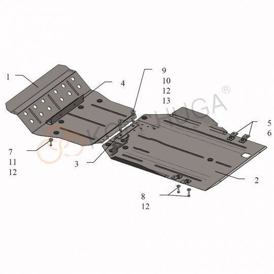 Kolchuga Защита двигателя, КПП, радиатора и раздатки на Ssang Yong Rexton II '17-
