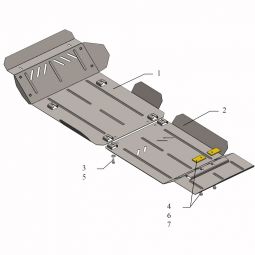 Kolchuga Защита двигателя и КПП на Toyota Hilux VII '04- (ZiPoFlex-оцинковка)