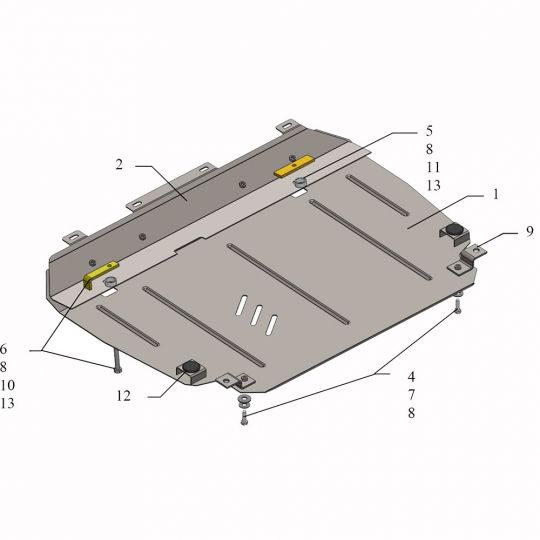 Kolchuga Защита двигателя, КПП и радиатора на Toyota Auris I '07-12