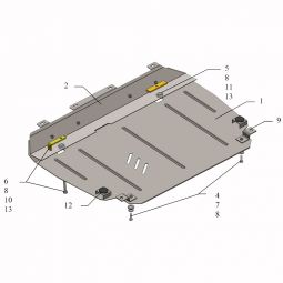 Kolchuga Защита двигателя, КПП и радиатора на Toyota Corolla (E16/E17) '12-