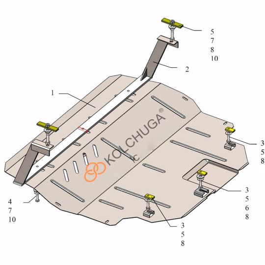 Kolchuga Защита двигателя и КПП на Volkswagen Polo VI '17- седан Kolchuga Защита двигателя и КПП на Volkswagen Polo VI '17- седан