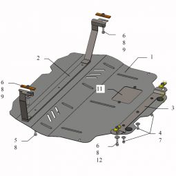 Kolchuga Защита двигателя, КПП и радиатора на Volkswagen Caddy WeBasto III '04-10 (электроусилитель)