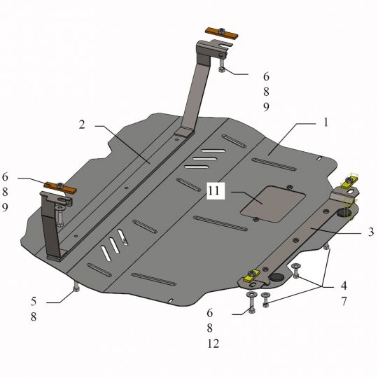 Kolchuga Защита двигателя, КПП и радиатора на Volkswagen Caddy WeBasto III '04-10 (электроусилитель)
