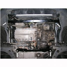 Kolchuga Защита двигателя, КПП и радиатора на Volkswagen Caddy WeBasto III '04-10 (гидроусилитель) (ZiPoFlex-оцинковка)