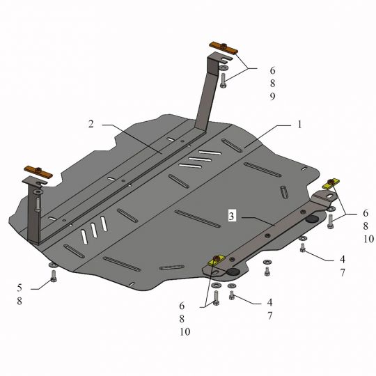 Kolchuga Защита двигателя, КПП и радиатора на Volkswagen Caddy WeBasto III '10- Kolchuga Защита двигателя, КПП и радиатора на Volkswagen Caddy WeBasto III '10-