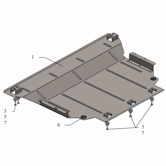 Kolchuga Защита двигателя, КПП и радиатора на Volkswagen Golf VII '12- Kolchuga Защита двигателя, КПП и радиатора на Volkswagen Golf VII '12-