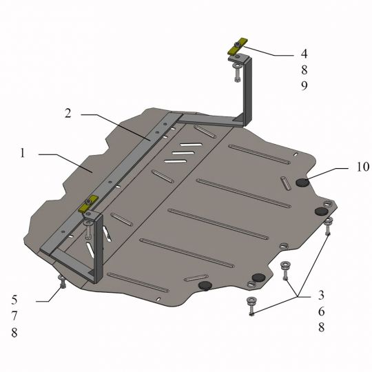 Kolchuga Защита двигателя, КПП и радиатора на Volkswagen Jetta VI '10-17 Kolchuga Защита двигателя, КПП и радиатора на Volkswagen Jetta VI '10-17