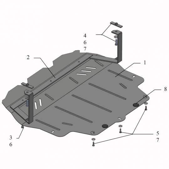 Kolchuga Защита двигателя, КПП и радиатора на Volkswagen Passat B6 '05-10 (ZiPoFlex-оцинковка)