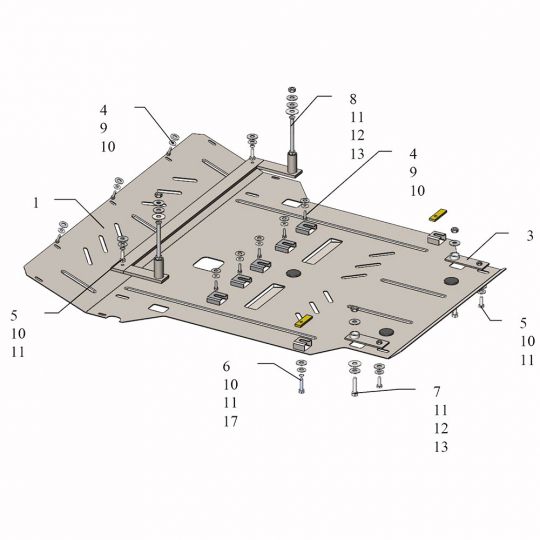 Kolchuga Защита двигателя, КПП и радиатора на Volkswagen Phaeton '02-16 (V-3,2i; 3,0TDI)