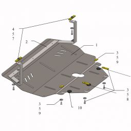 Kolchuga Защита двигателя, КПП и радиатора на Volkswagen Polo V '09- (V-1,2 D)