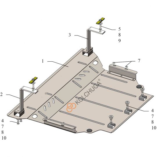 Kolchuga Защита двигателя, КПП и радиатора на Volkswagen T-Roc '17- Kolchuga Защита двигателя, КПП и радиатора на Volkswagen T-Roc '17-