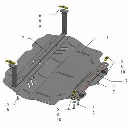 Kolchuga Защита двигателя, КПП и радиатора на Volkswagen Touran I '03-10 (с гидроусилителем)