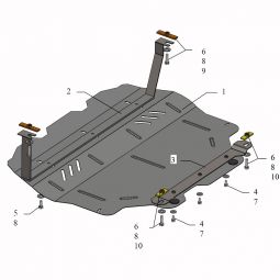 Kolchuga Защита двигателя, КПП и радиатора на Volkswagen Touran I '10-15 (ZiPoFlex-оцинковка)