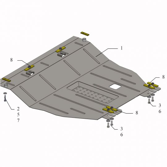 Kolchuga Защита двигателя, КПП и радиатора на Zaz Chance '09- (АКПП)