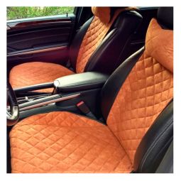 Авторитет Накидки универсальные на передние сиденья Широкие Алькантара Коричневые (2 шт.)