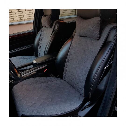 Авторитет Накидки универсальные на передние сиденья Широкие Алькантара Графит (2 шт.) Авторитет Накидки универсальные на передние сиденья Широкие Алькантара Графит (2 шт.)
