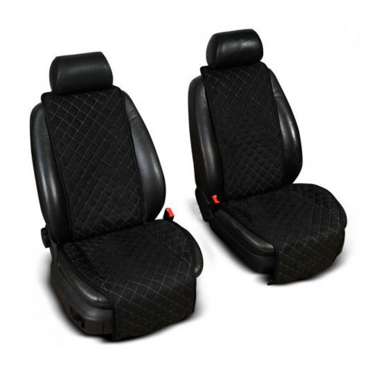 Авторитет Накидки универсальные на передние сиденья Широкие Алькантара Черные (2 шт.)
