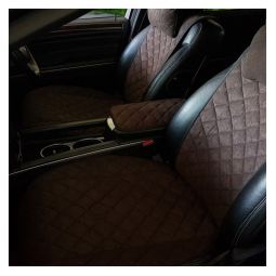 Авторитет Накидки универсальные на передние сиденья Широкие Алькантара Темно-коричневые (2 шт.)