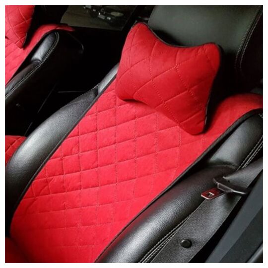 Авторитет подушка-подголовник Алькантара Красная