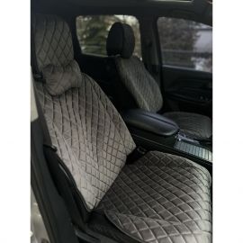 City Car Накидки з алькантари на передній ряд сидінь (темно-сірий ромб/темно-сіра нитка) 2шт.