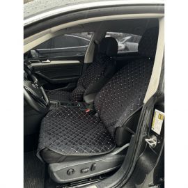City Car Накидки з алькантари на передній ряд сидінь (чорний ромб/сіра нитка) 2шт.