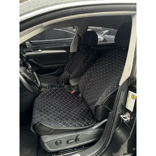 City Car Накидки з алькантари на передній ряд сидінь (чорний ромб/сіра нитка) 2шт. City Car Накидки з алькантари на передній ряд сидінь (чорний ромб/сіра нитка) 2шт.