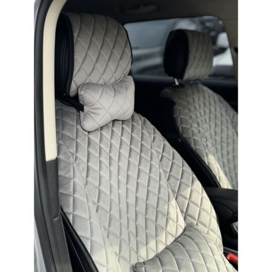 City Car Накидки з алькантари на передній ряд сидінь (сірий ромб/сіра нитка) 2шт. City Car Накидки з алькантари на передній ряд сидінь (сірий ромб/сіра нитка) 2шт.